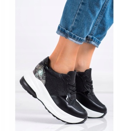 Bestelle Zapatillas negras con purpurina negro plata 2