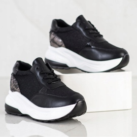 Bestelle Zapatillas negras con purpurina negro plata 4
