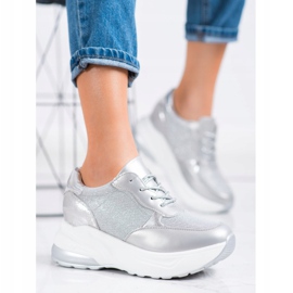 Bestelle Zapatillas plateadas con purpurina plata gris 3
