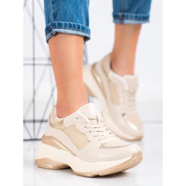 SHELOVET Zapatillas doradas con estilo beige dorado 3