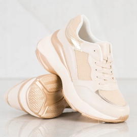SHELOVET Zapatillas doradas con estilo beige dorado 1