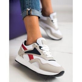 SHELOVET Zapatos deportivos con malla blanco rojo gris 4