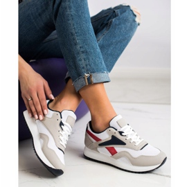 SHELOVET Zapatos deportivos con malla blanco rojo gris 3