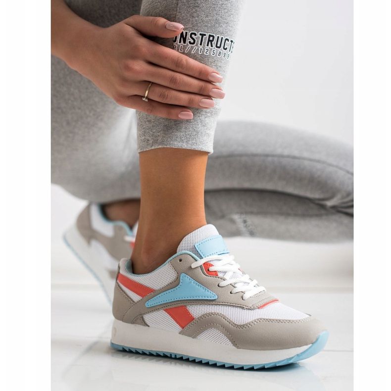 SHELOVET Zapatos deportivos con malla blanco azul naranja gris 1