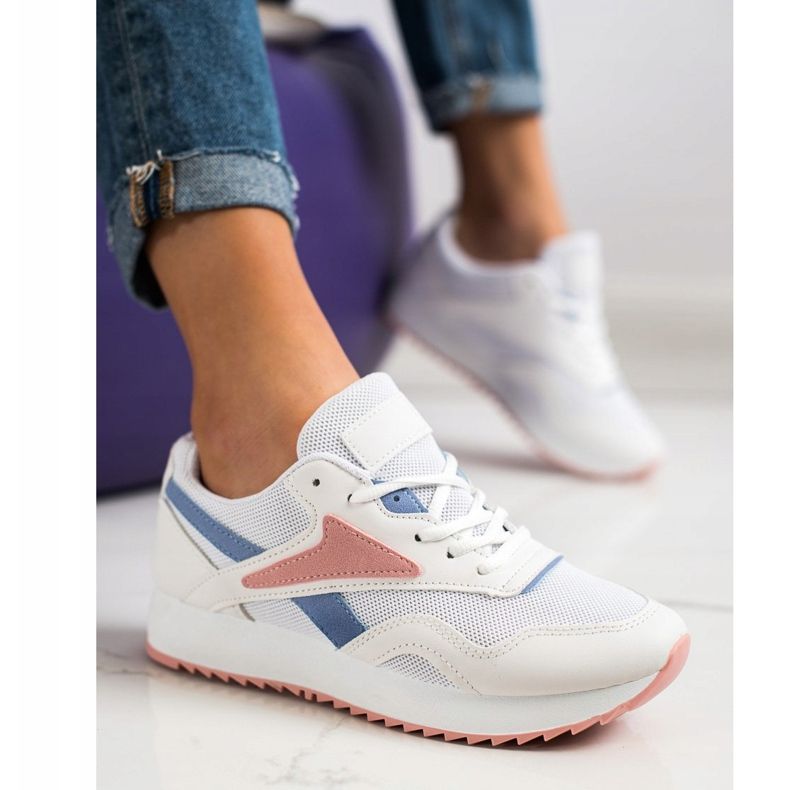 SHELOVET Zapatos deportivos con malla blanco azul rosado 1