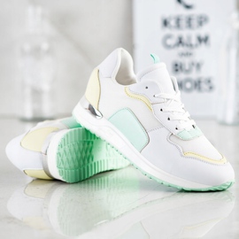 SHELOVET Zapatillas de deporte ligeras y elegantes blanco verde amarillo 1