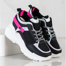 Marquiz Zapatillas de deporte de cuña negro rosa 2
