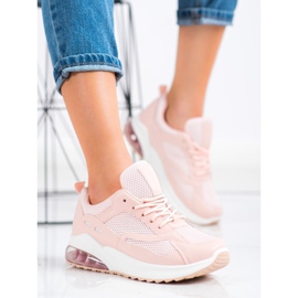 SHELOVET Zapatillas deportivas en polvo con malla rosado 4