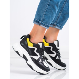 Fashion Zapatillas cómodas blanco negro amarillo 3