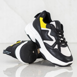Fashion Zapatillas cómodas blanco negro amarillo 1