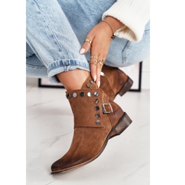 Exquisite Botas de Ante de Mujer con Hebilla Exquisitas 1198 Coñac marrón 4