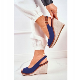 PS1 Sandalias azul marino de Tommy con tacón de cuña trenzado 1