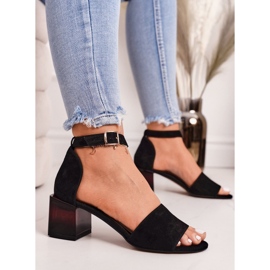 Sandalias de ante tacón alto Laura Messi 2285 Black negro 4