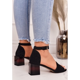 Sandalias de ante tacón alto Laura Messi 2285 Black negro 2
