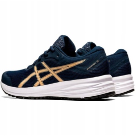 Zapatillas para correr Asics Patriot 12 para mujer azul marino 1012A705 403 dorado 4