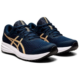 Zapatillas para correr Asics Patriot 12 para mujer azul marino 1012A705 403 dorado 3