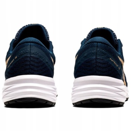 Zapatillas para correr Asics Patriot 12 para mujer azul marino 1012A705 403 dorado 5