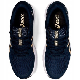 Zapatillas para correr Asics Patriot 12 para mujer azul marino 1012A705 403 dorado 1