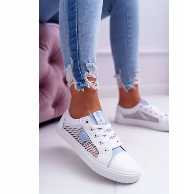 Zapatillas de Mujer con Malla Big Star DD274689 Blanco-Azul 1