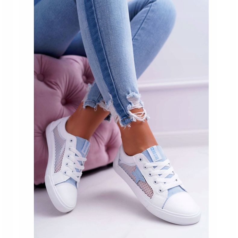 Zapatillas de Mujer con Malla Big Star DD274689 Blanco-Azul 2