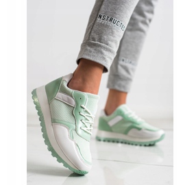 Bestelle Zapatillas con plataforma de purpurina blanco verde 3