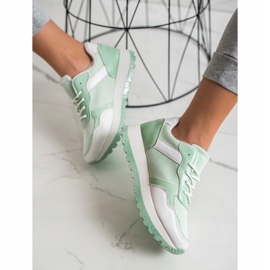 Bestelle Zapatillas con plataforma de purpurina blanco verde 4