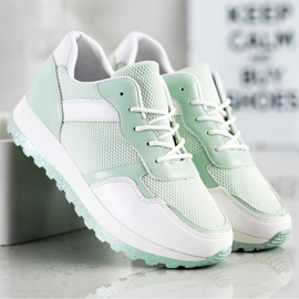 Bestelle Zapatillas con plataforma de purpurina blanco verde 2