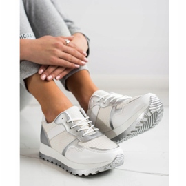 Bestelle Zapatillas con plataforma de purpurina blanco 4