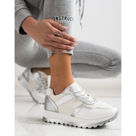 Bestelle Zapatillas con plataforma de purpurina blanco 3
