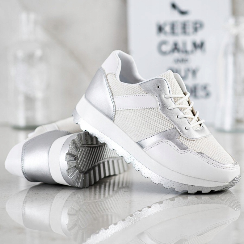 Bestelle Zapatillas con plataforma de purpurina blanco 1