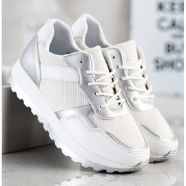 Bestelle Zapatillas con plataforma de purpurina blanco 2