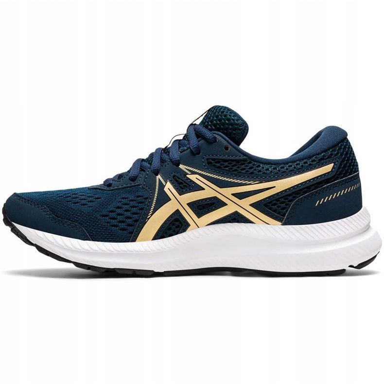 Zapatillas de mujeres Asics Gel-Contend 7 azul marino 1012A911 401 dorado 1