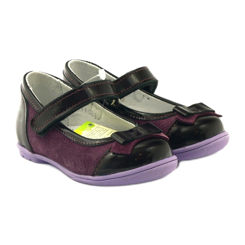 Bailarinas de piel burdeos con lazo RenBut rojo 4