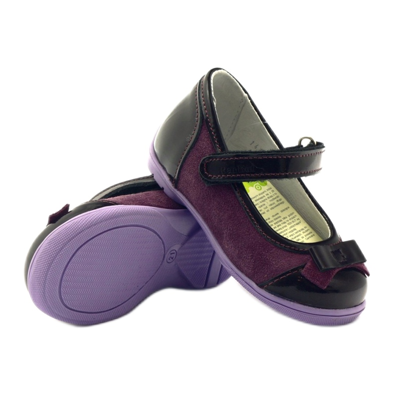 Bailarinas de piel burdeos con lazo RenBut rojo 3