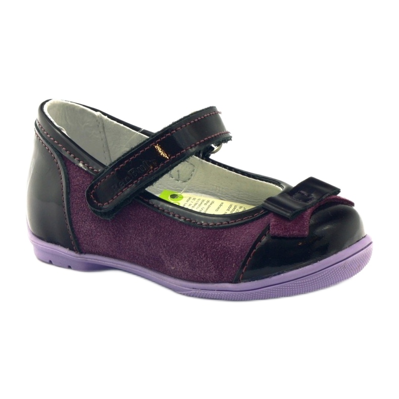 Bailarinas de piel burdeos con lazo RenBut rojo 1