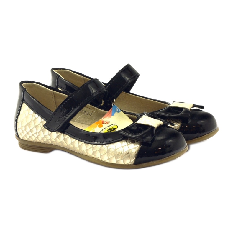 Bailarinas negras y doradas cuero lazo Ren But negro amarillo 4