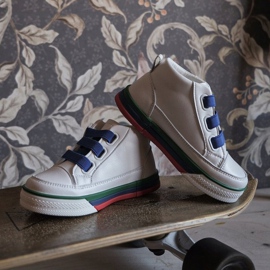 Apawwa Zapatillas altas para niños en blanco y azul marino Baxter ['blanco', 'azul marino'] 5