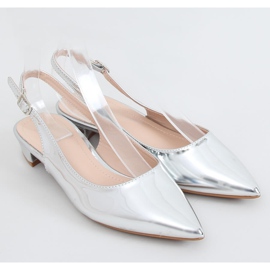 Plata MM-801 Bailarinas plateadas con tacones abiertos 1