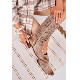 Exquisite Botas Primavera Ante Calado Exquisito 1229 Beige marrón 3
