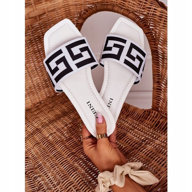 Pantuflas Clásicas Mujer Blancas Melinda blanco negro 1