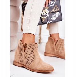 Botas caladas en cuña Beige Melanie 4