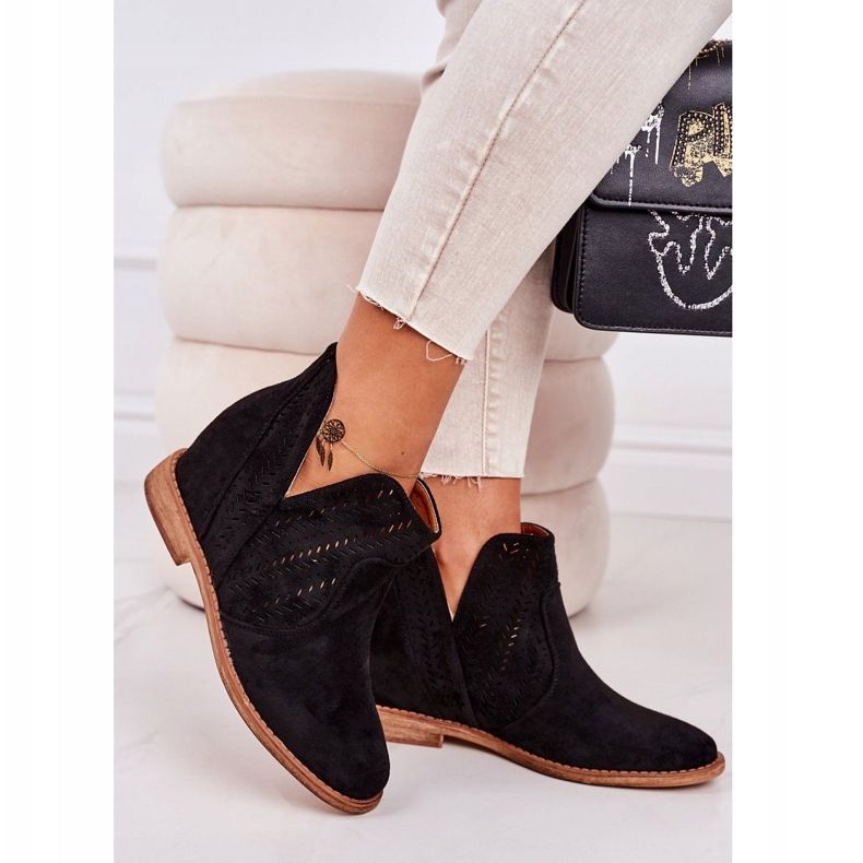 Botas de cuña Melanie negras caladas negro 2