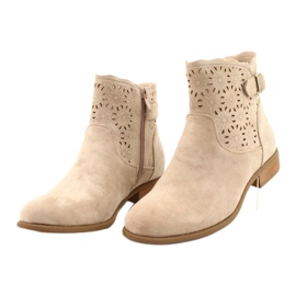 M.Daszyński Botas de gamuza calada para mujer SA142-18 beige 2