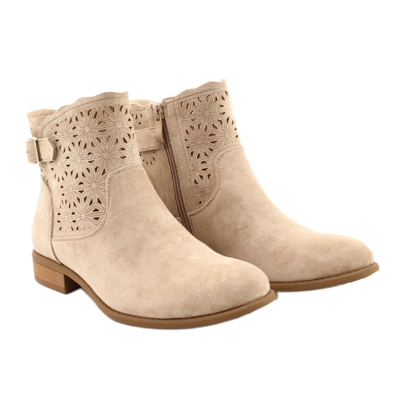 M.Daszyński Botas de gamuza calada para mujer SA142-18 beige 3