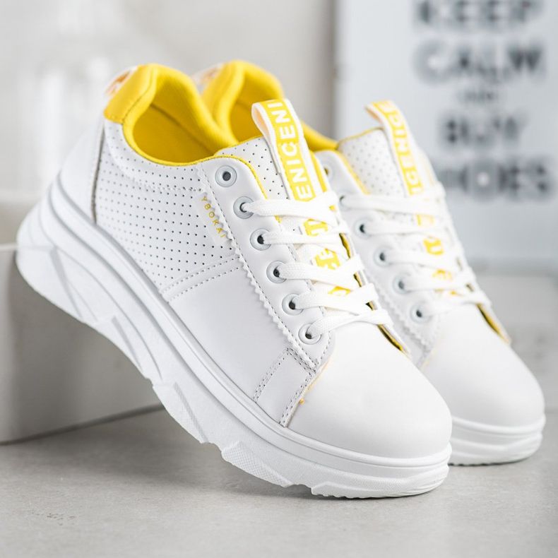SHELOVET Zapatillas Na Bielej Platforme Nice blanco amarillo 2