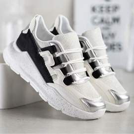 Ideal Shoes Zapatillas con inserto negro blanco 3