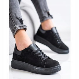 SHELOVET Zapatillas de gamuza en la plataforma negro 1