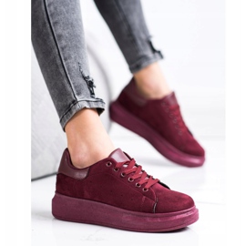 SHELOVET Zapatillas de gamuza en la plataforma rojo 1