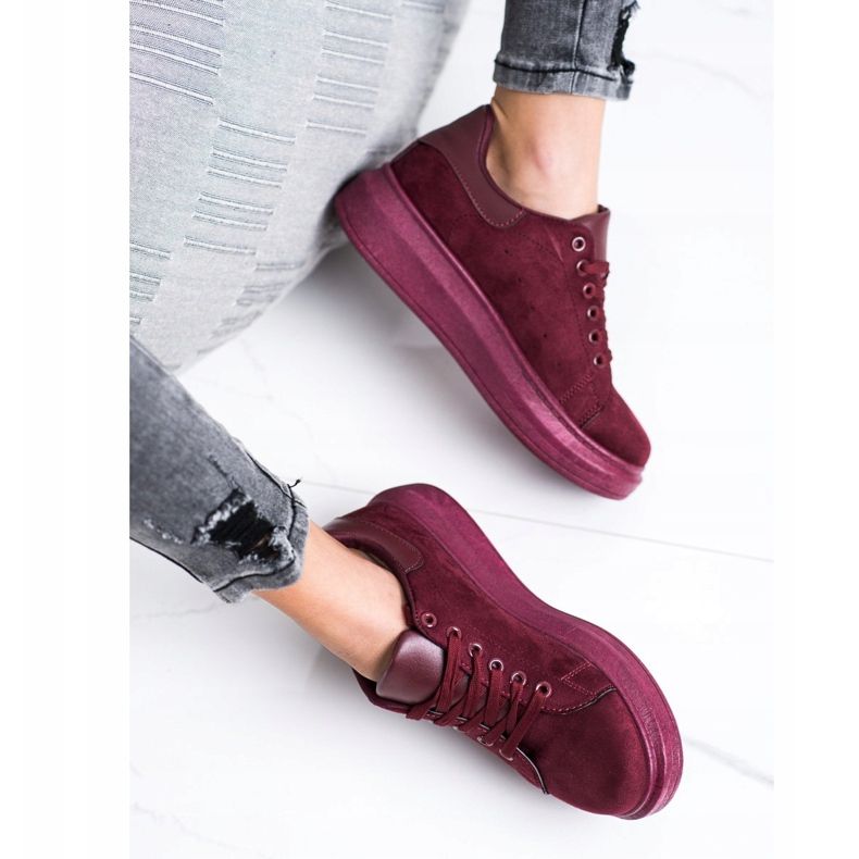 SHELOVET Zapatillas de gamuza en la plataforma rojo 2