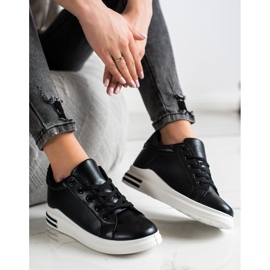 Diamantique Zapatillas de cuña con purpurina negro 2
